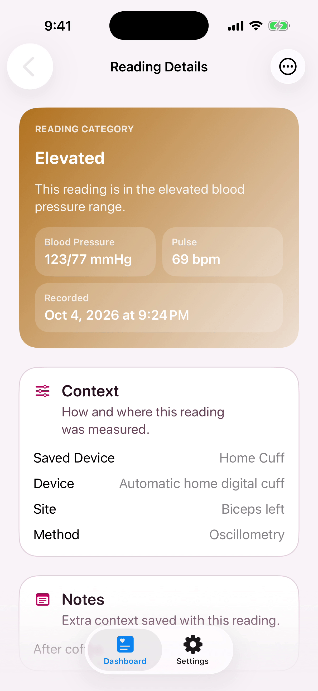 BP 4DAT: Measurement details and context.