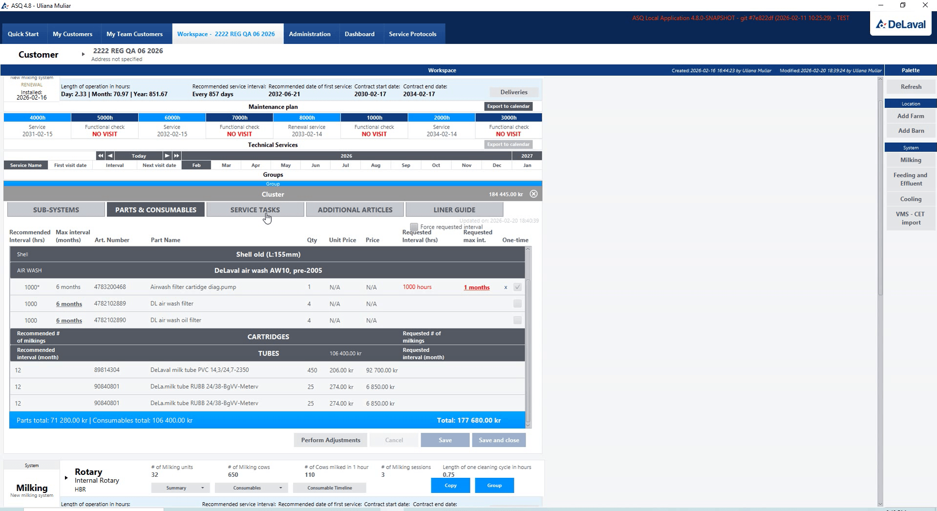 Configuring service materials