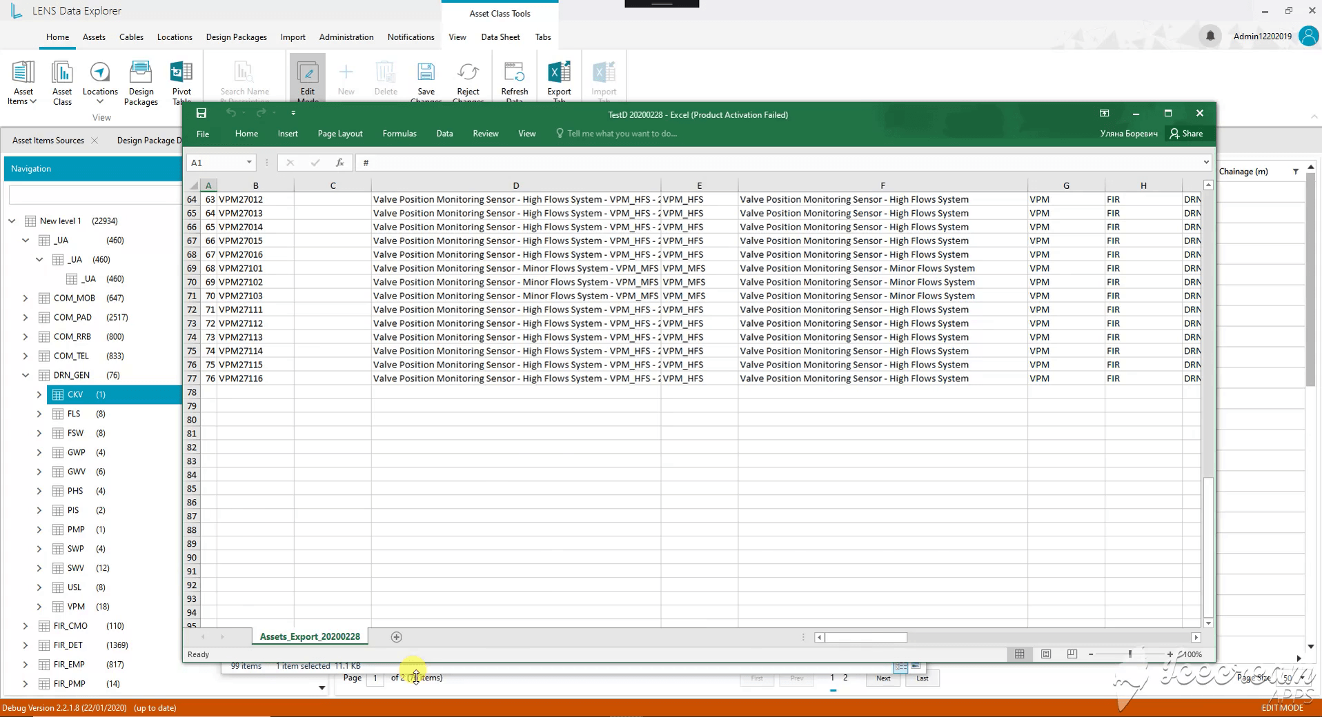 Hierarchy selection exported to Excel