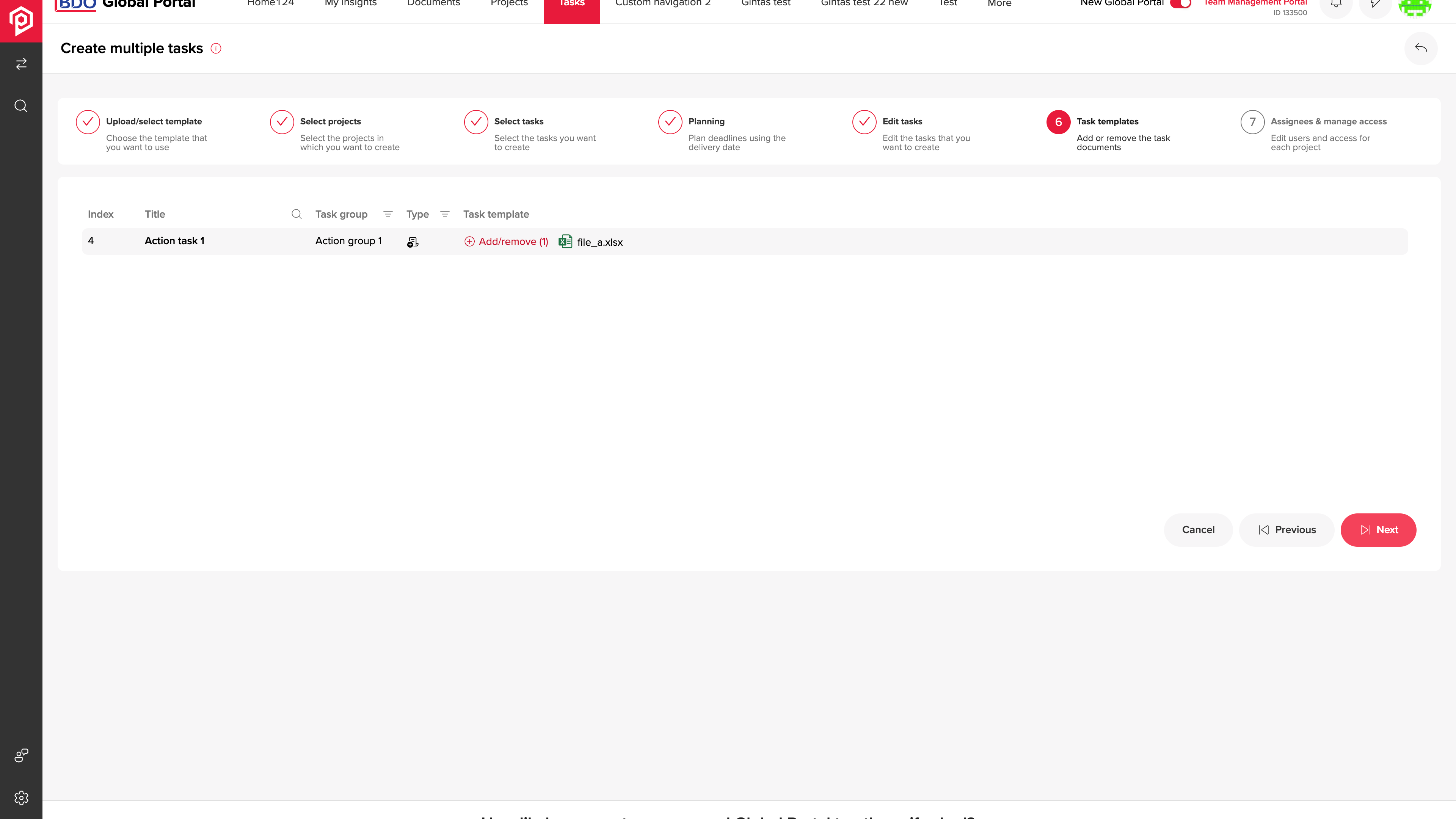 Attaching templates to batch tasks