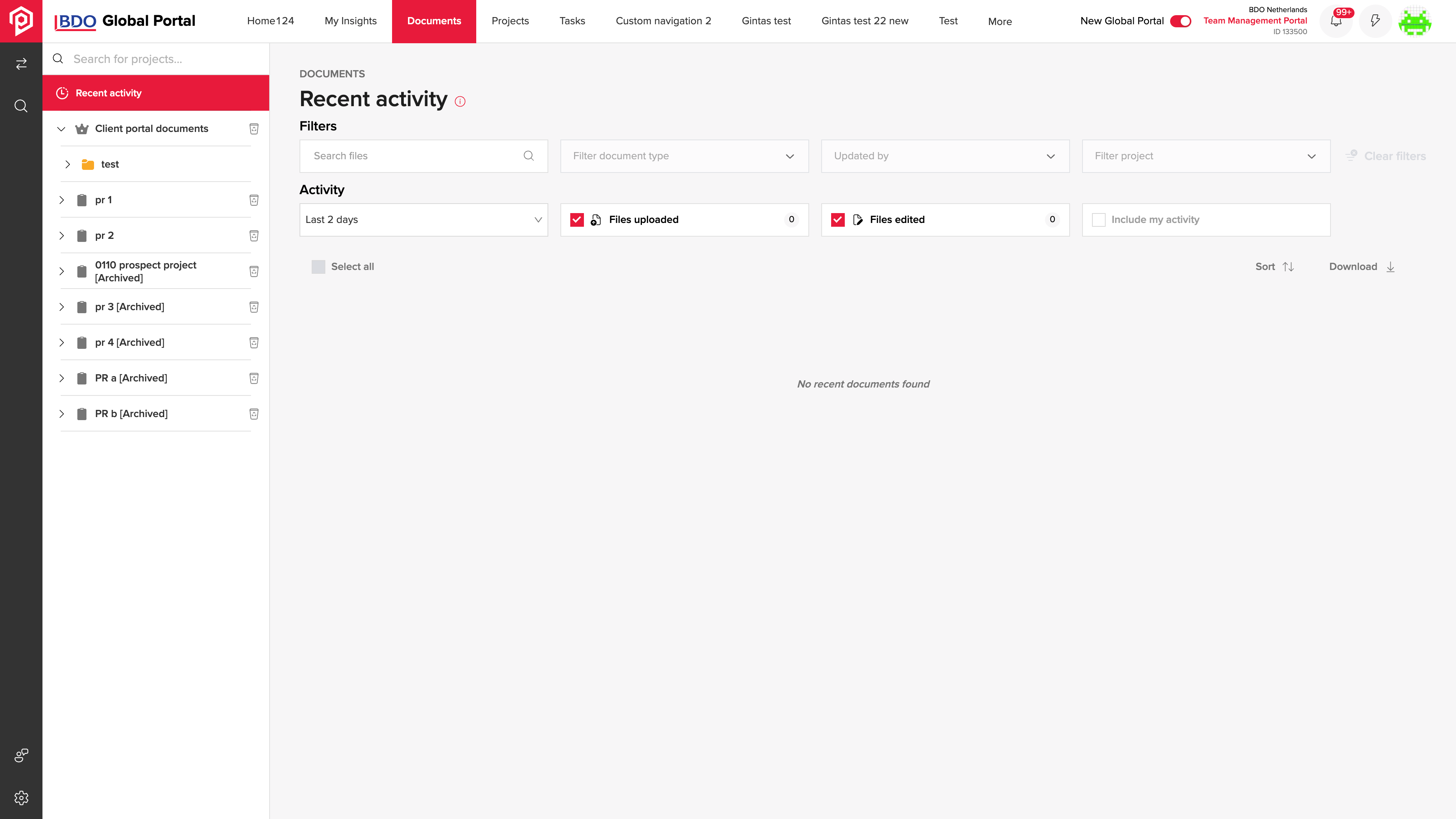 Ostatnia aktywność w dokumentach