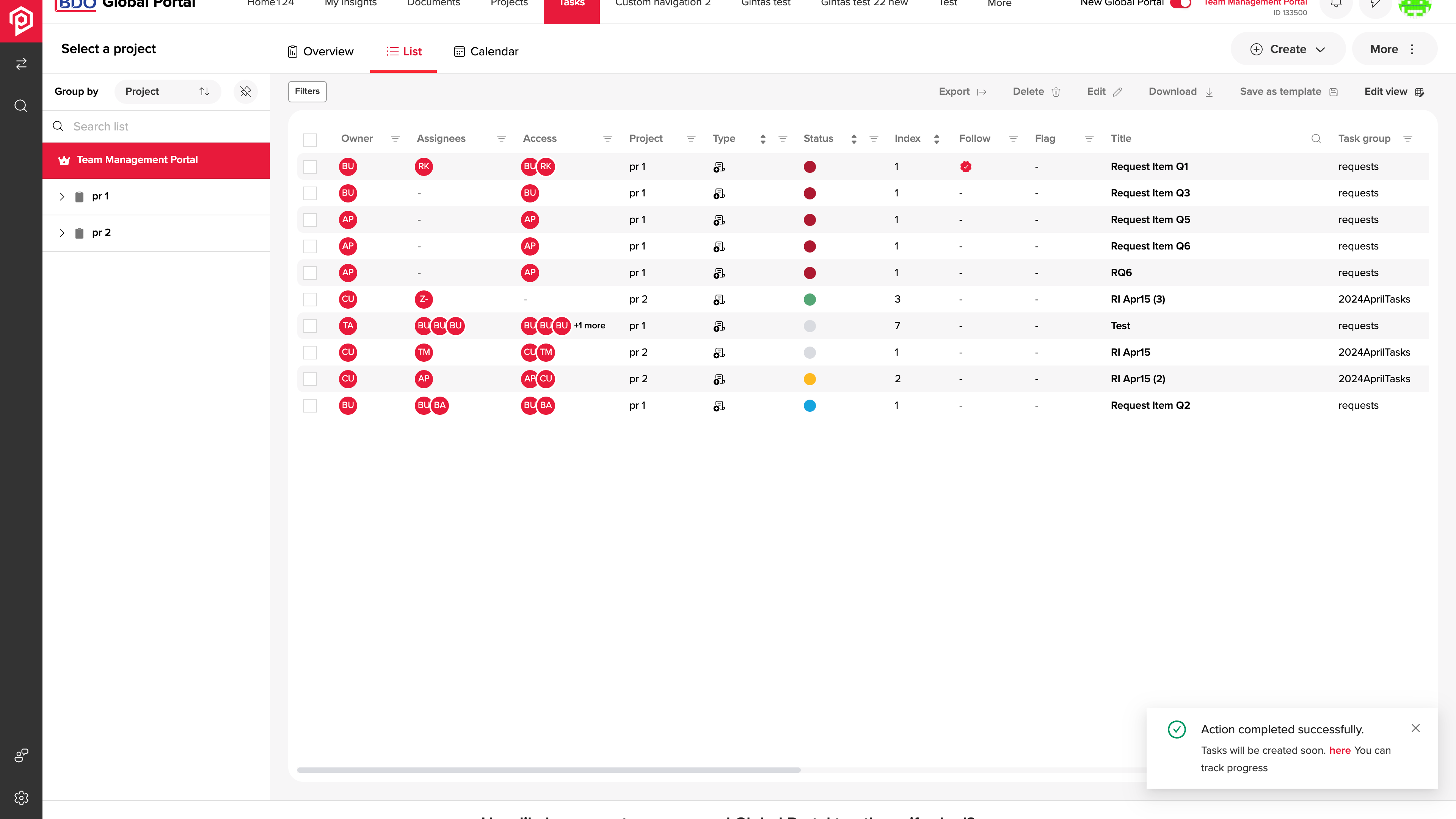 A shared task register