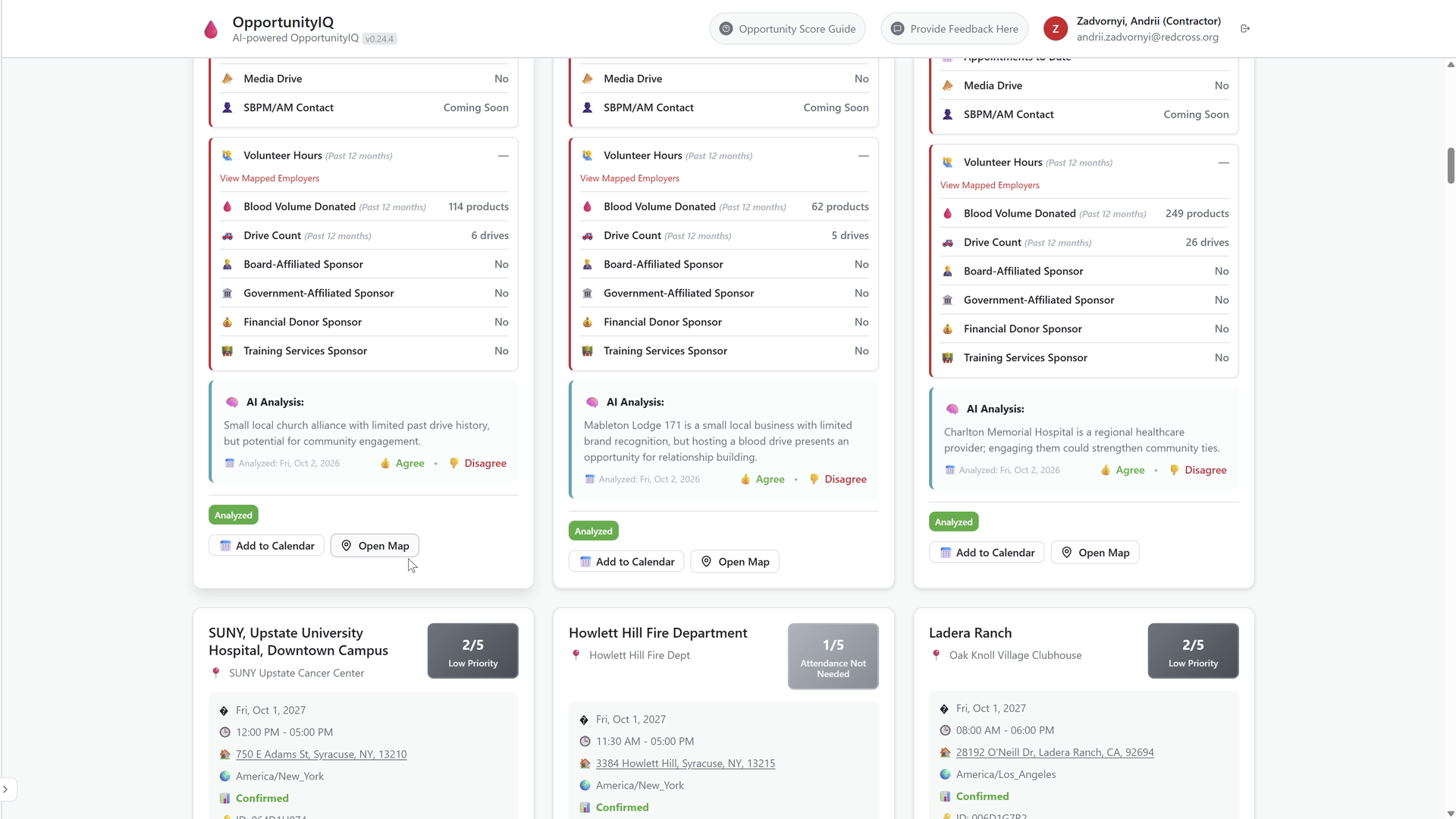 Drive cards place the AI summary beside historical signals, its analysis date and Agree / Disagree controls.