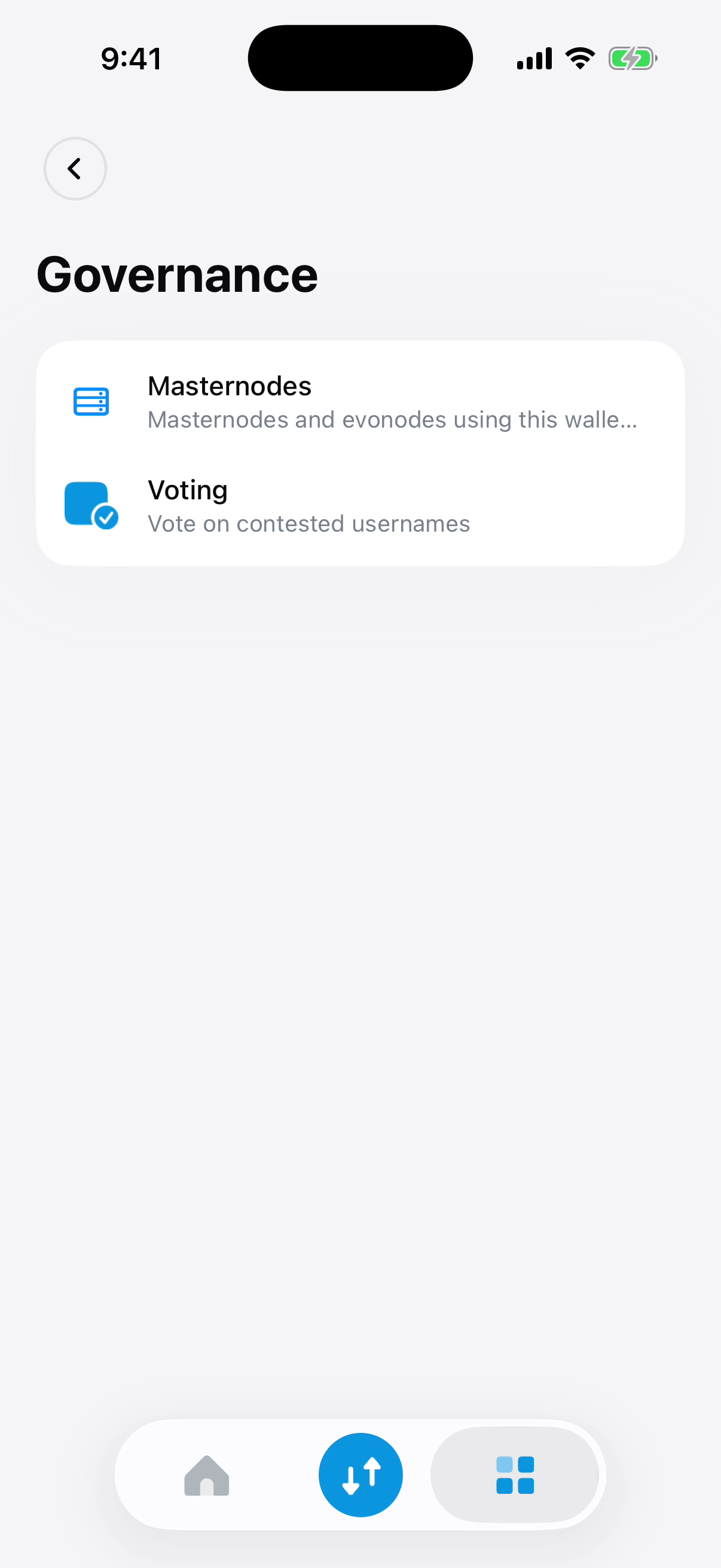 Dash Wallet iOS: Zarządzanie siecią i głosowanie.
