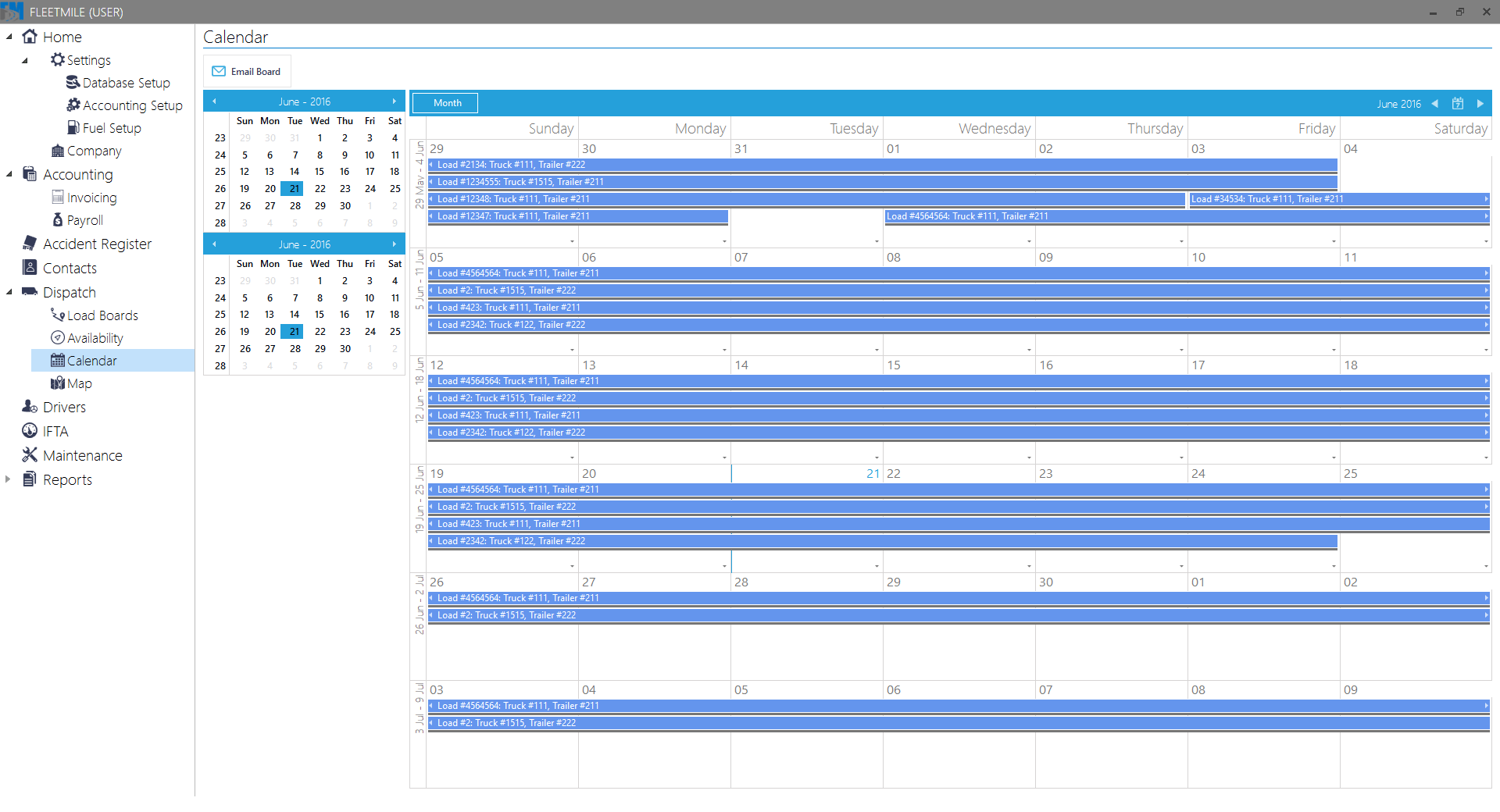 FleetMile: Dispatch calendar