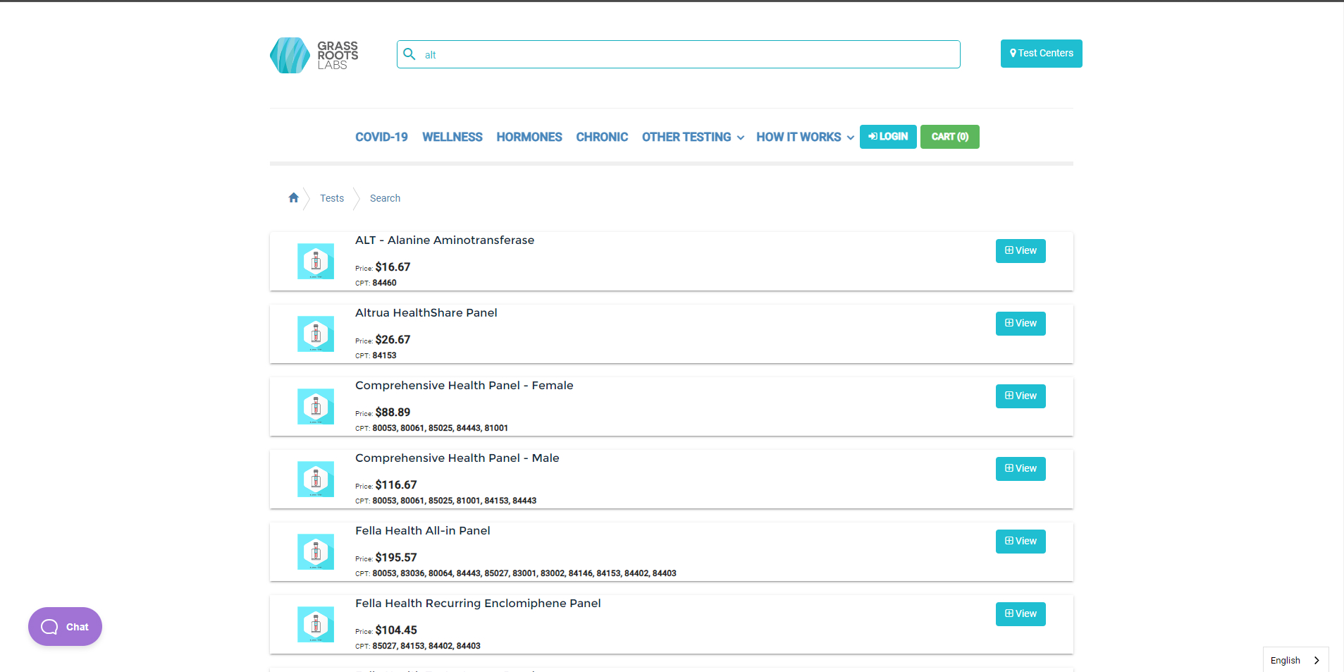 GrassrootsLabs: Find a lab test