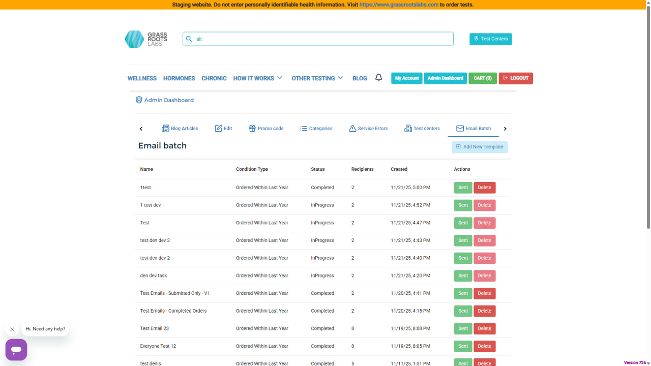 GrassrootsLabs: Status wysyłek e-mail