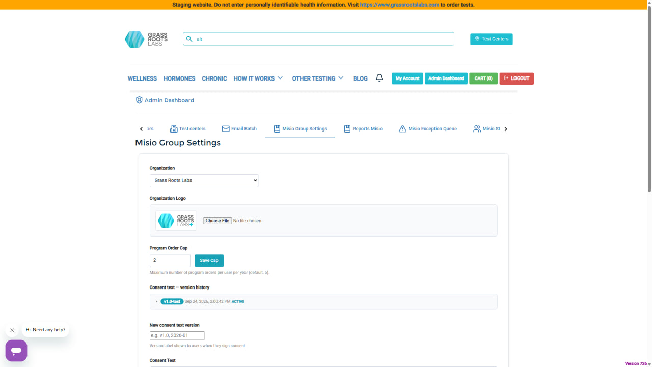 GrassrootsLabs: Ustawienia organizacji