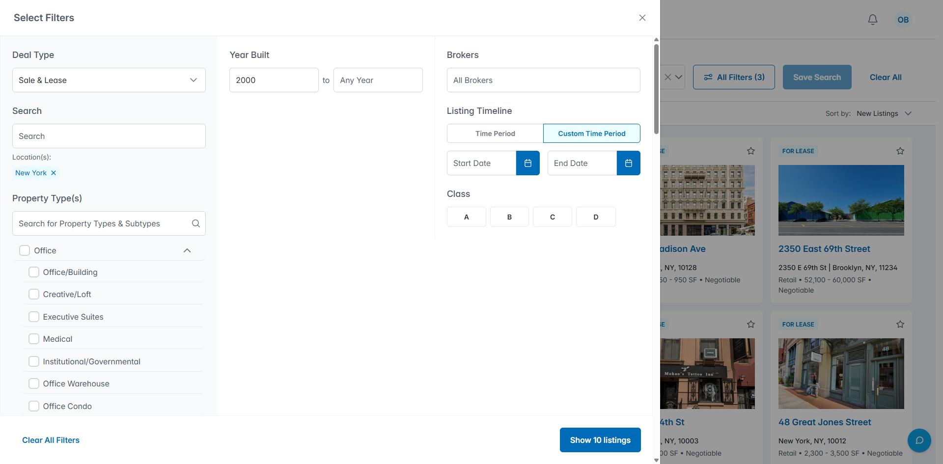 Combining location and detailed criteria